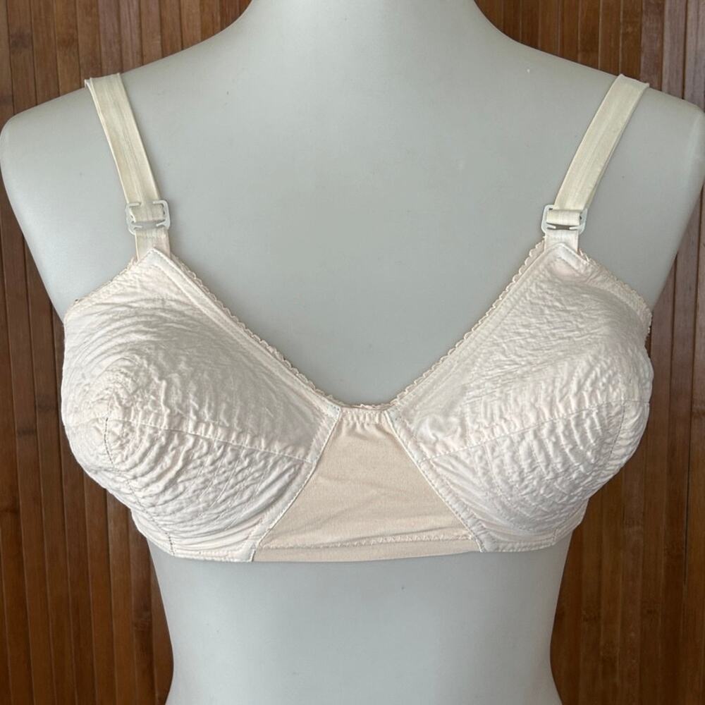 Vintage 1940s/50s Formfit Romance Bullet Bra Peach Cotton Pin-Up 34C